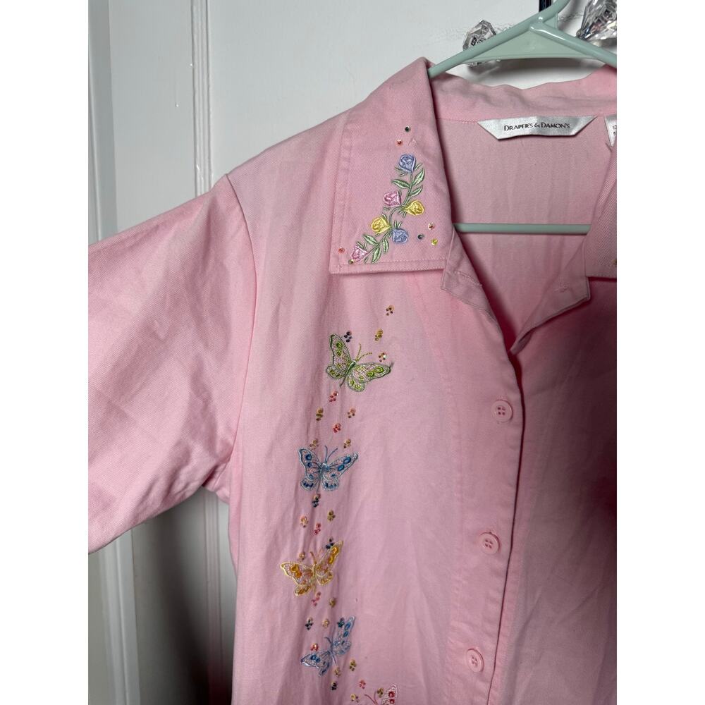 VTG Draper’s & Damon’s pink beaded floral 90s butterfly dragonfly dress med NWT - Picture 3 of 10